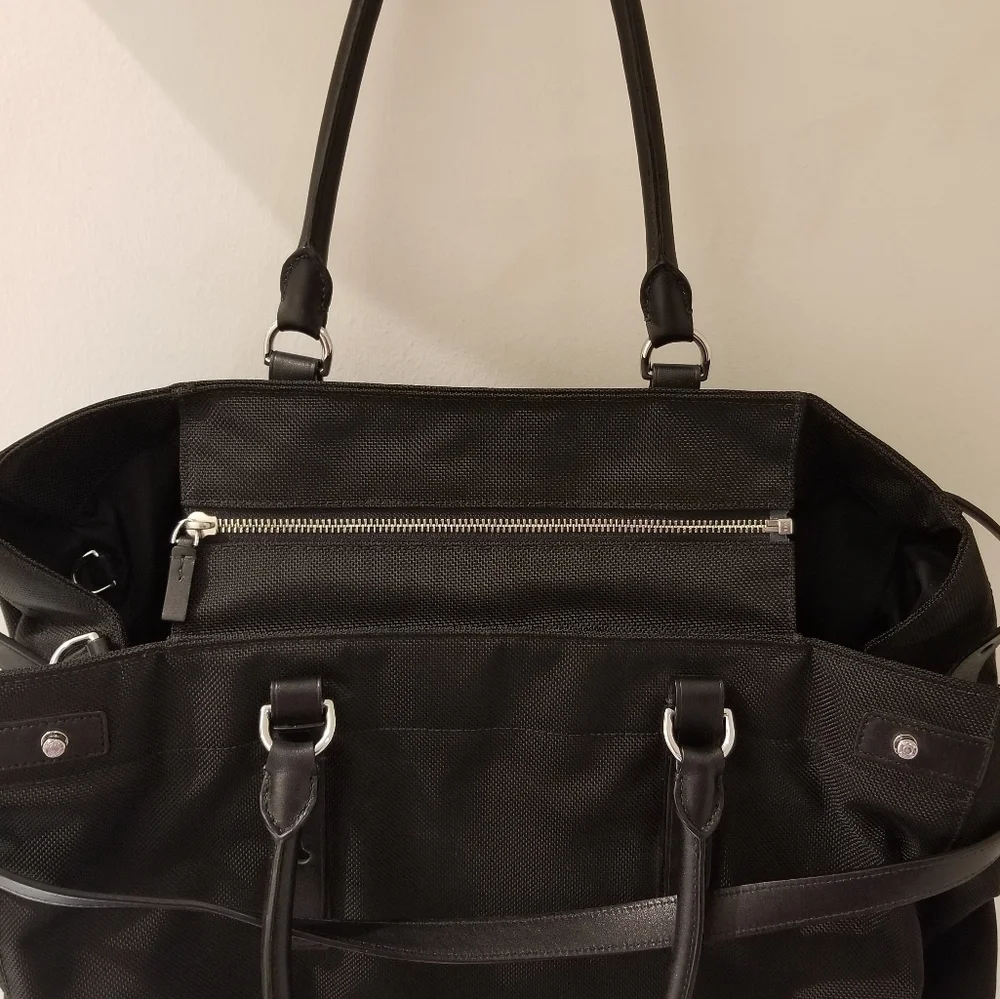 Tumi Black Nylon Tote with Leather Accents